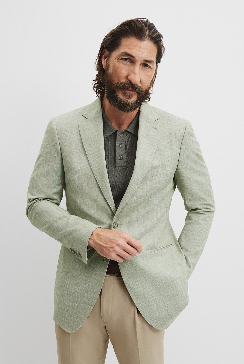 Slim Fit Cotton Textured Blazer