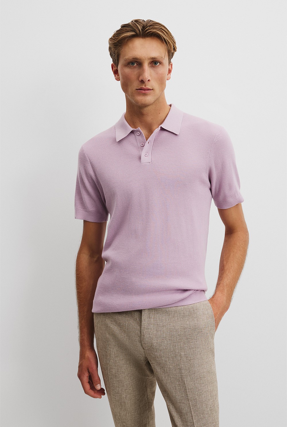 Verified Australian Merino Rib Button Polo