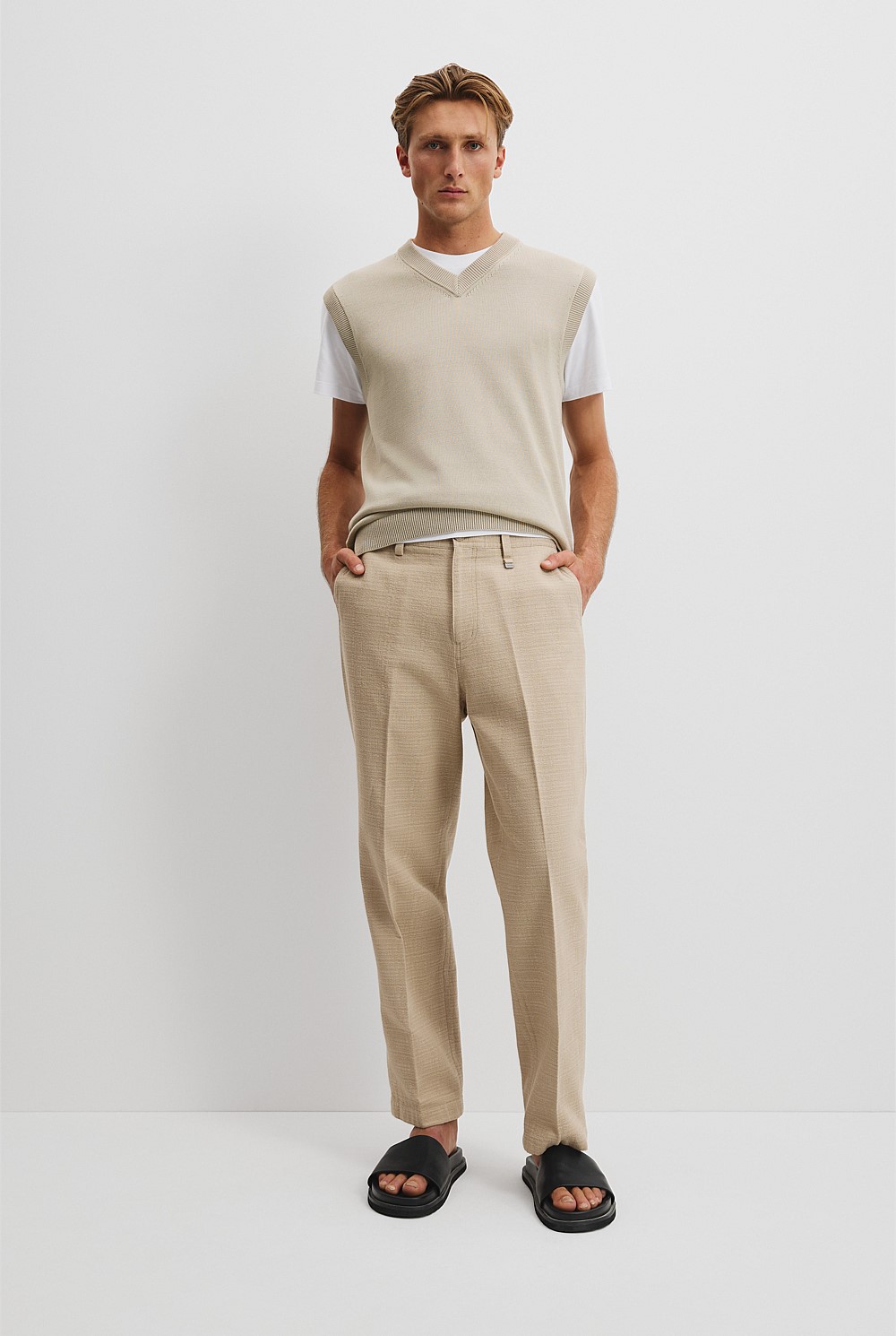 Relaxed Fit Cotton Textured Pant