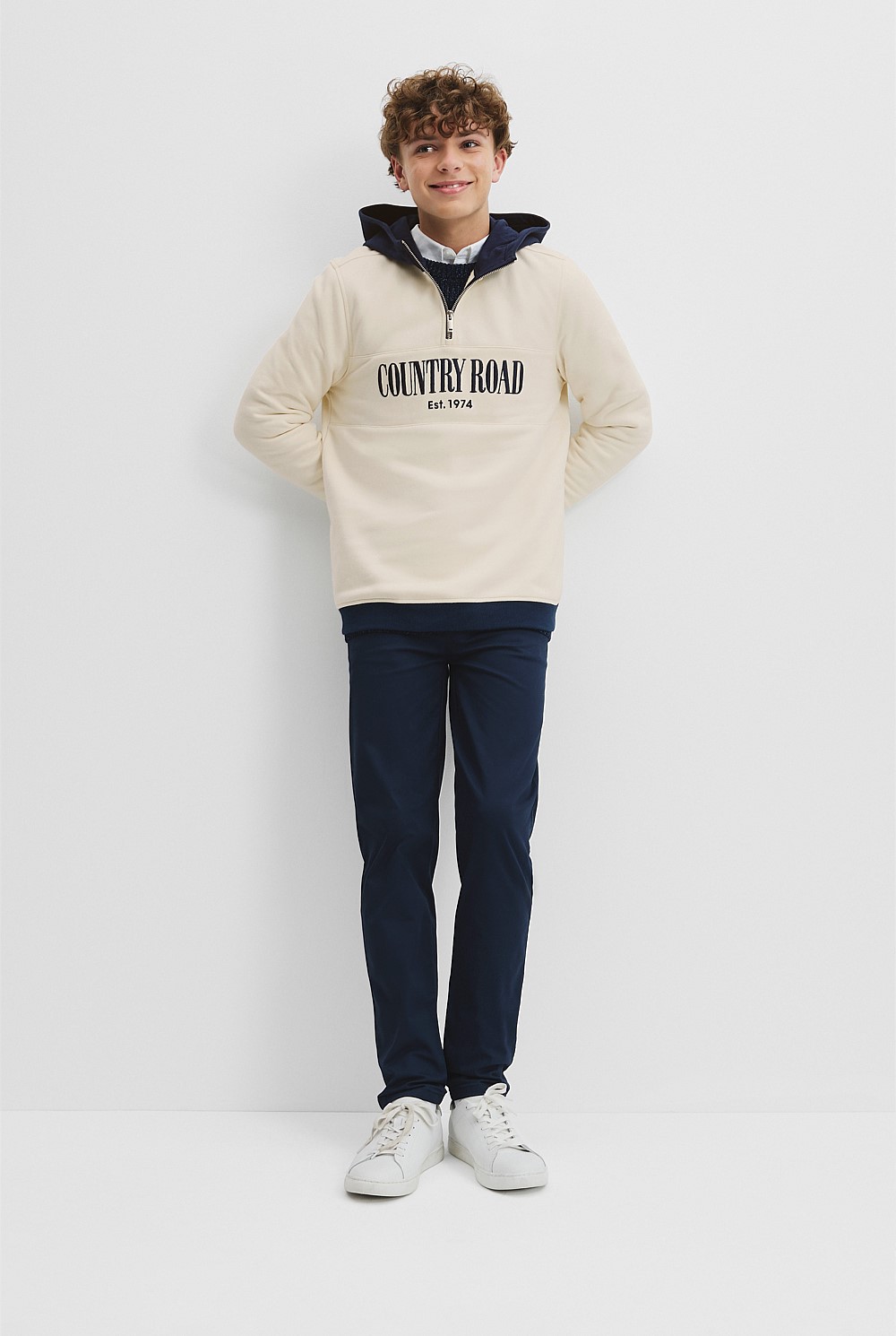 Teen Australian Cotton Hooded Half Zip Sweat