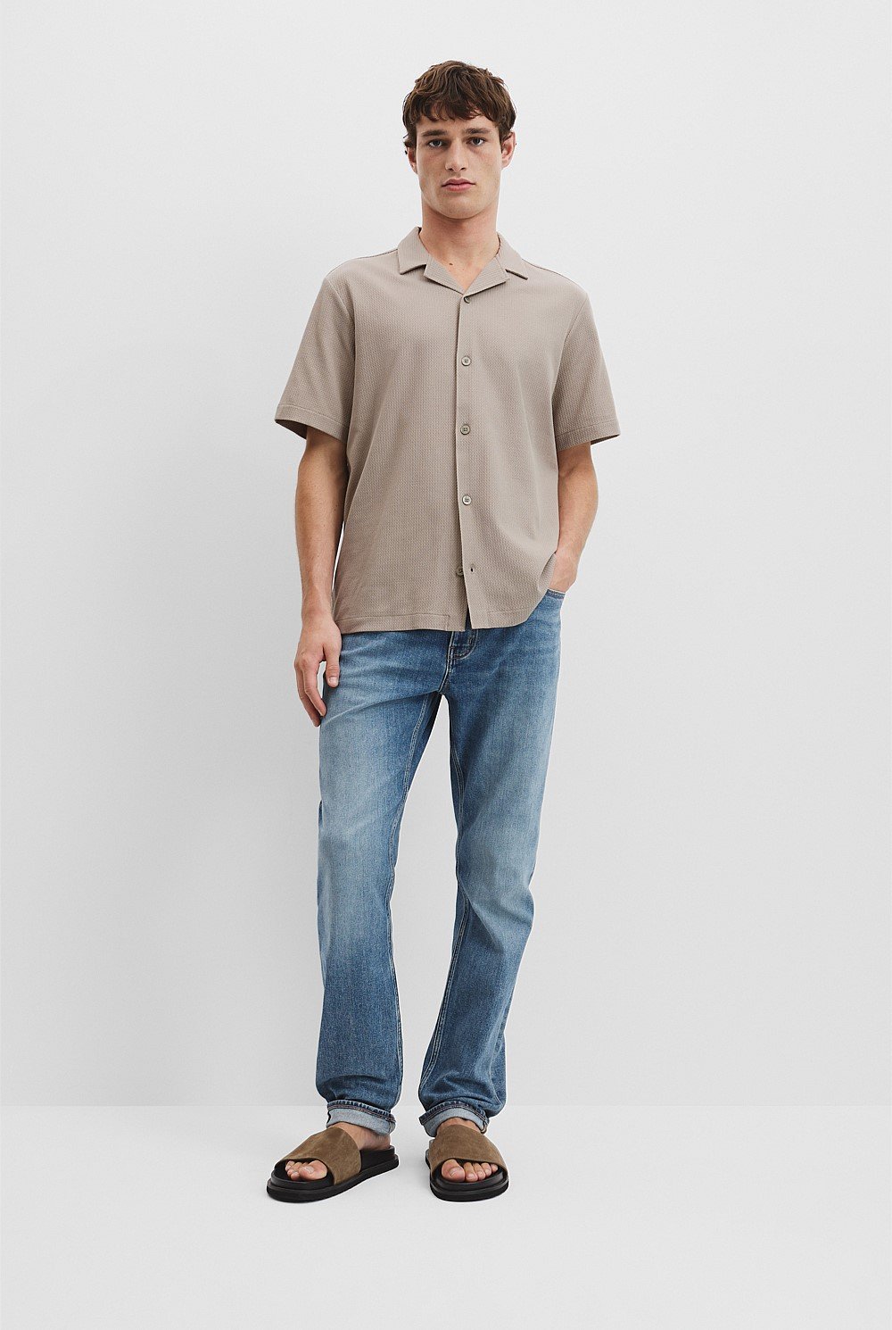 Australian Cotton Textured Short Sleeve Shirt