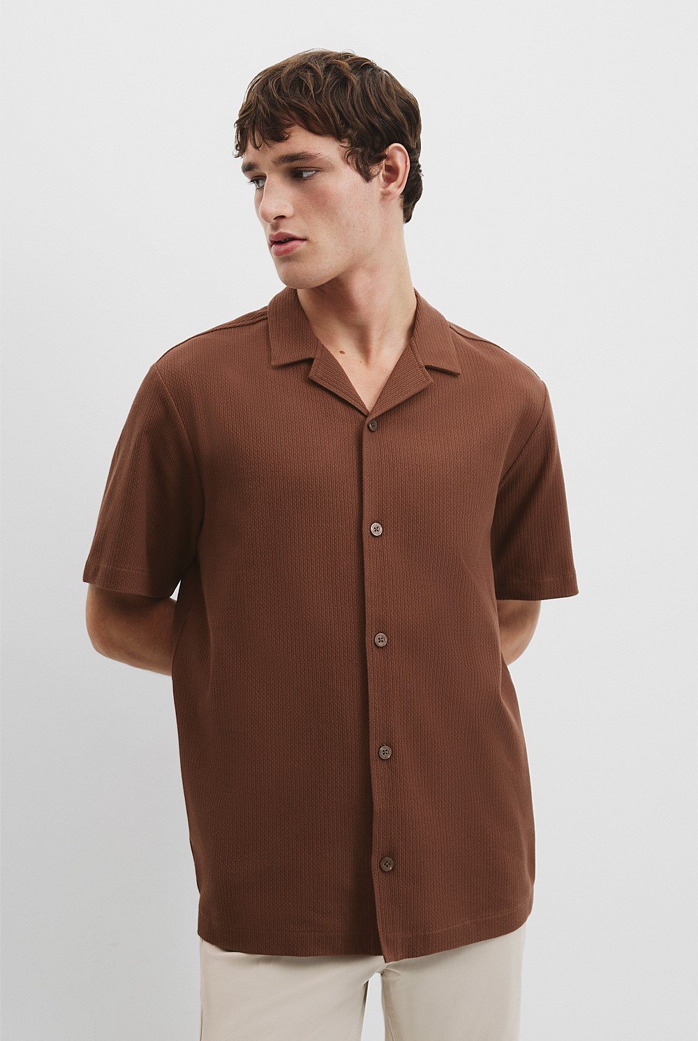 Australian Cotton Textured Short Sleeve Shirt