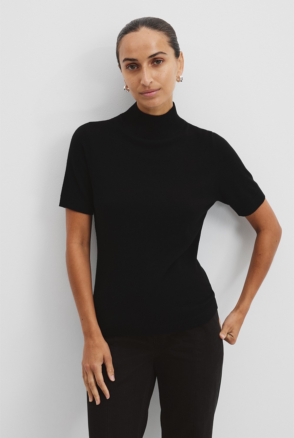 Australian Merino Wool Silk Short Sleeve Knit