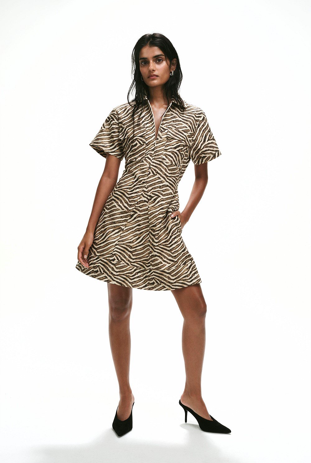 Print Godet Mini Dress