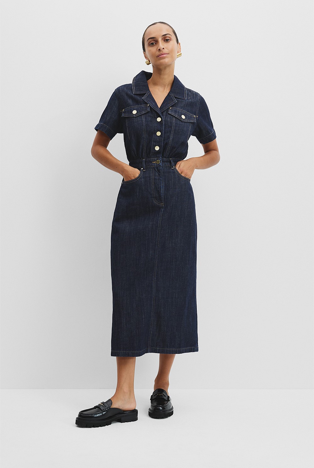 Military Denim Dress