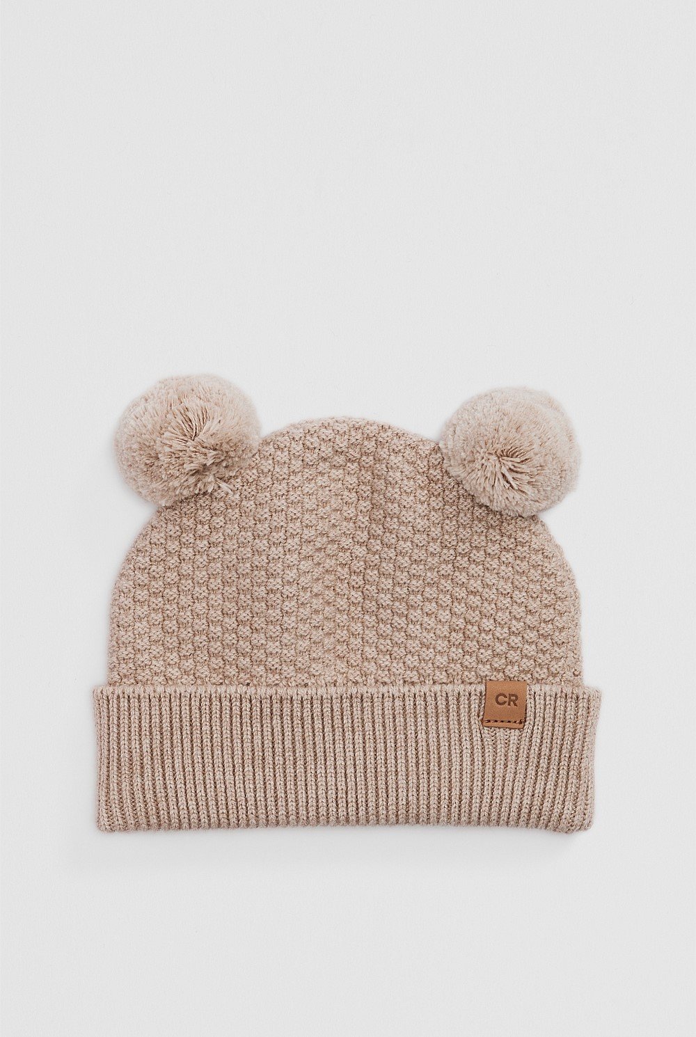 Organically Grown Cotton Blend Pom Ears Knit Beanie