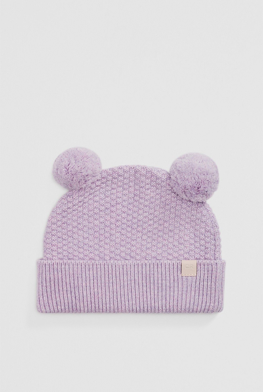 Organically Grown Cotton Blend Pom Ears Knit Beanie