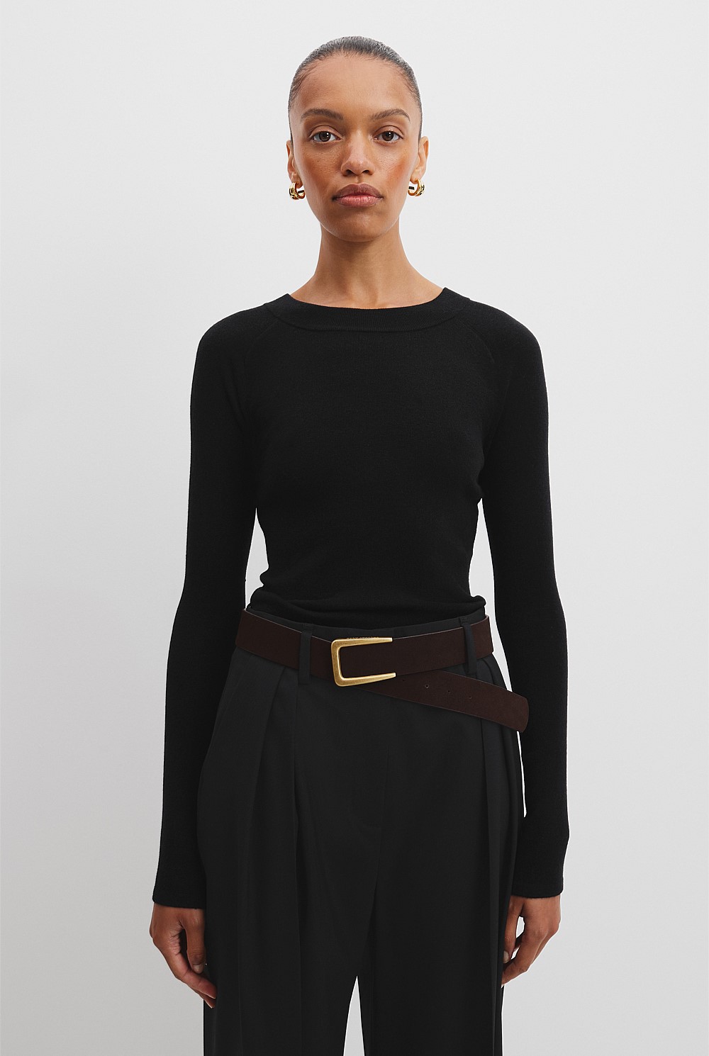 Merino Wool Silk Long Sleeve Knit