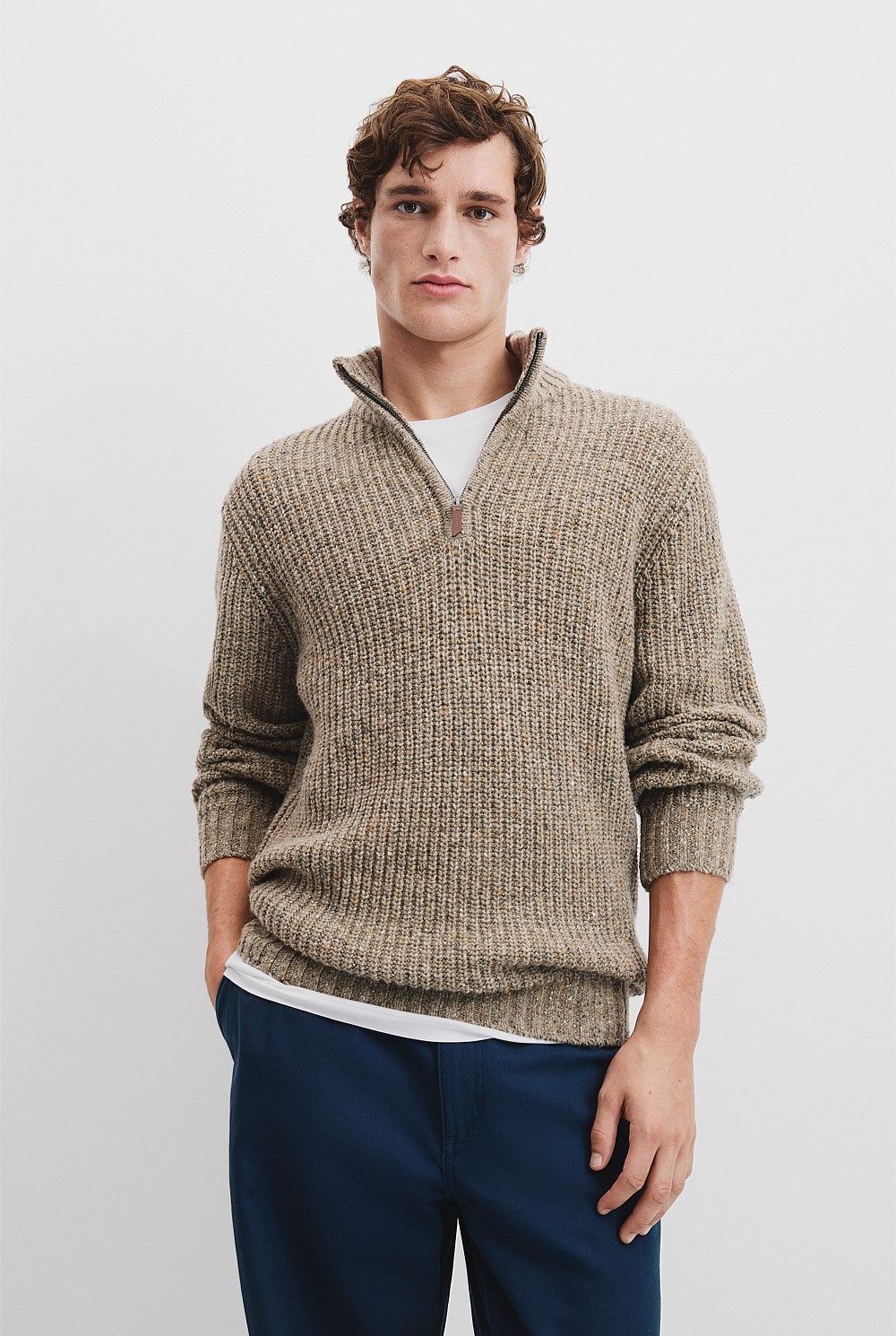 Merino Nep Half Zip Knit