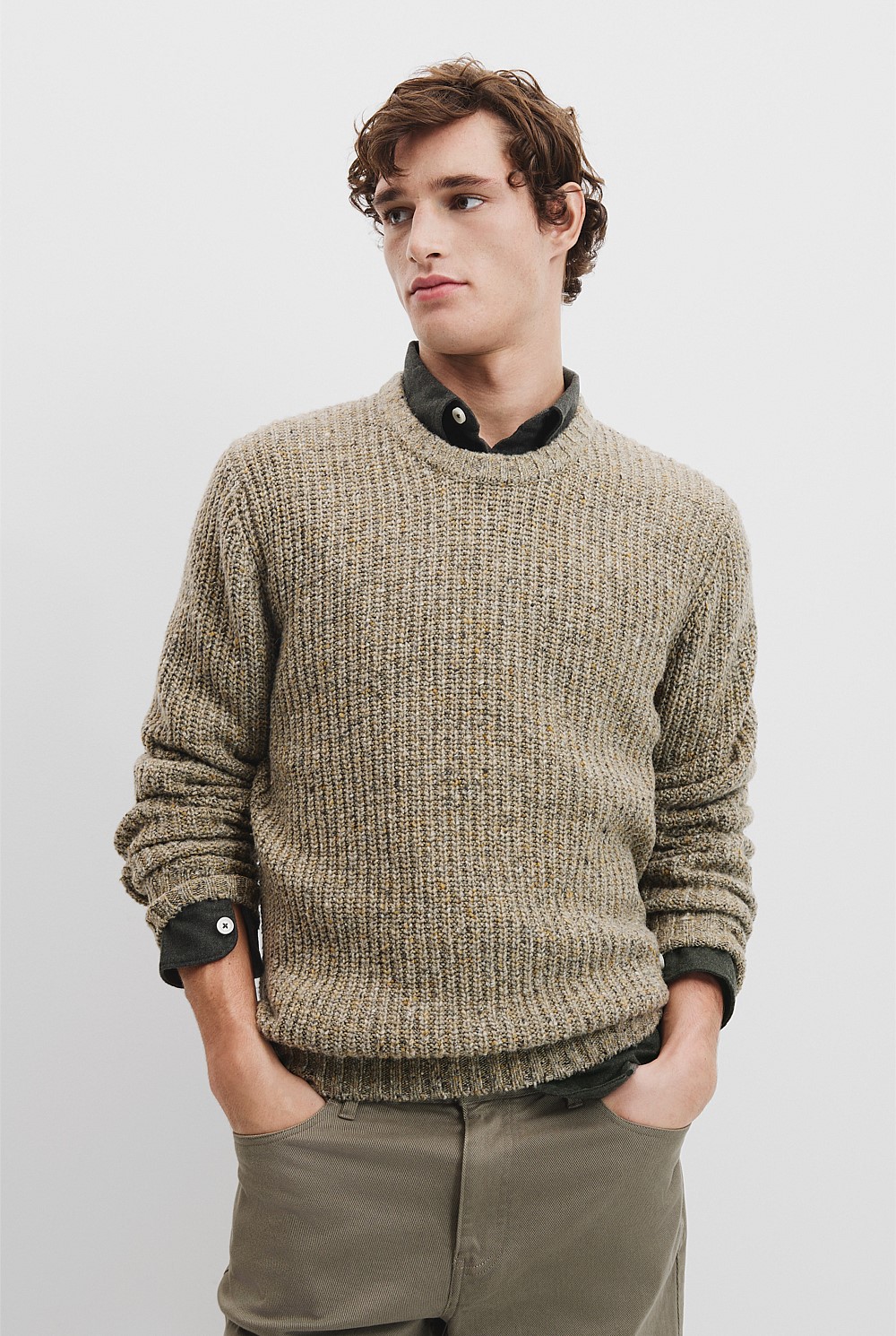 Merino Nep Crew Knit