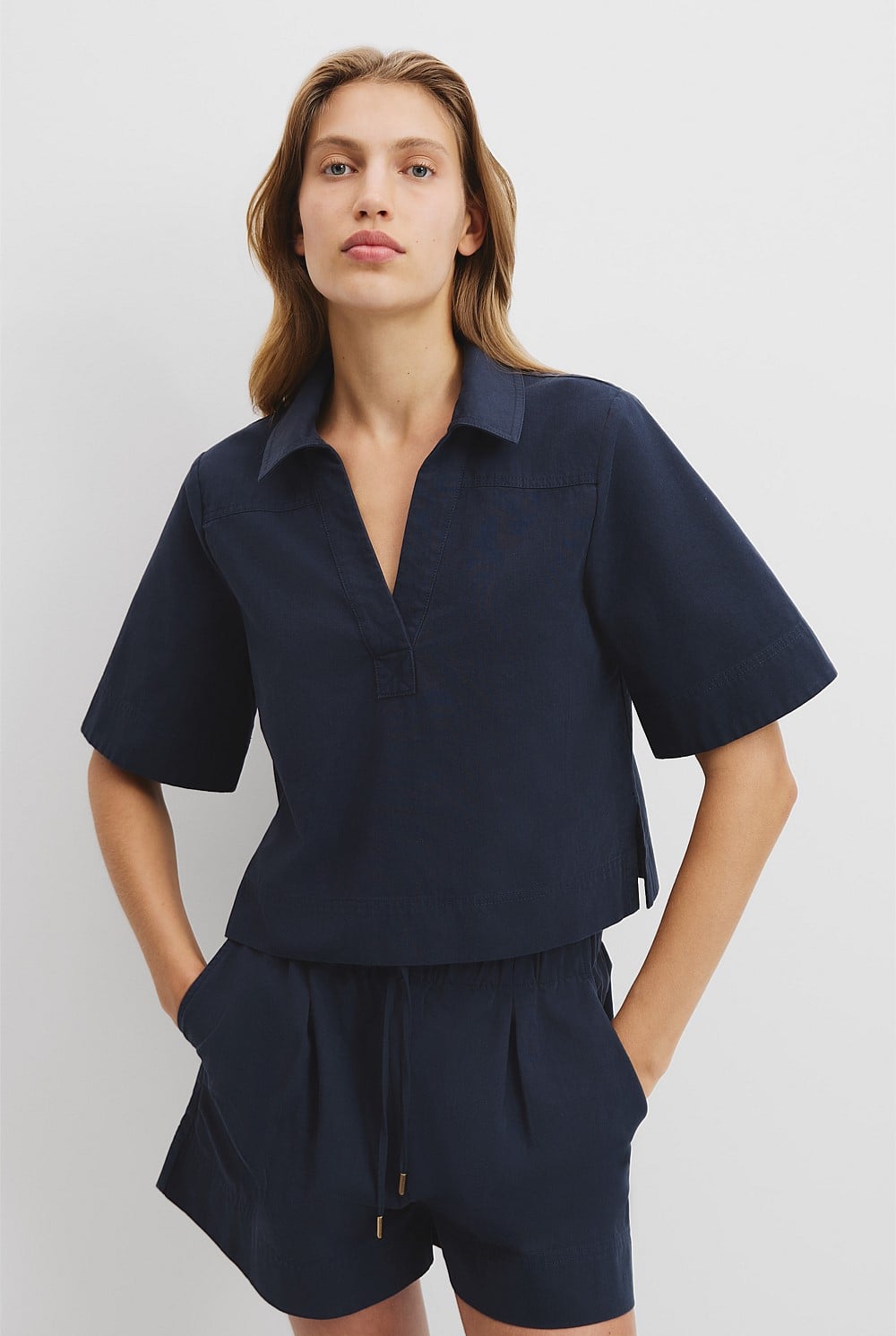 Cotton Short Sleeve Popover