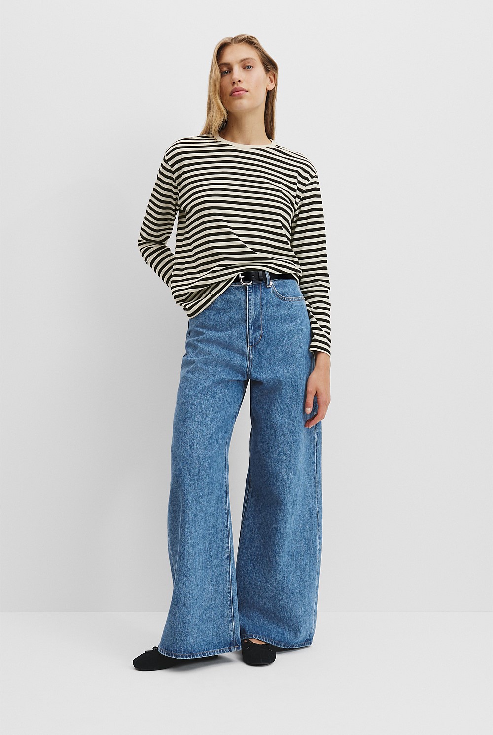 Cotton Stripe Long Sleeve Top
