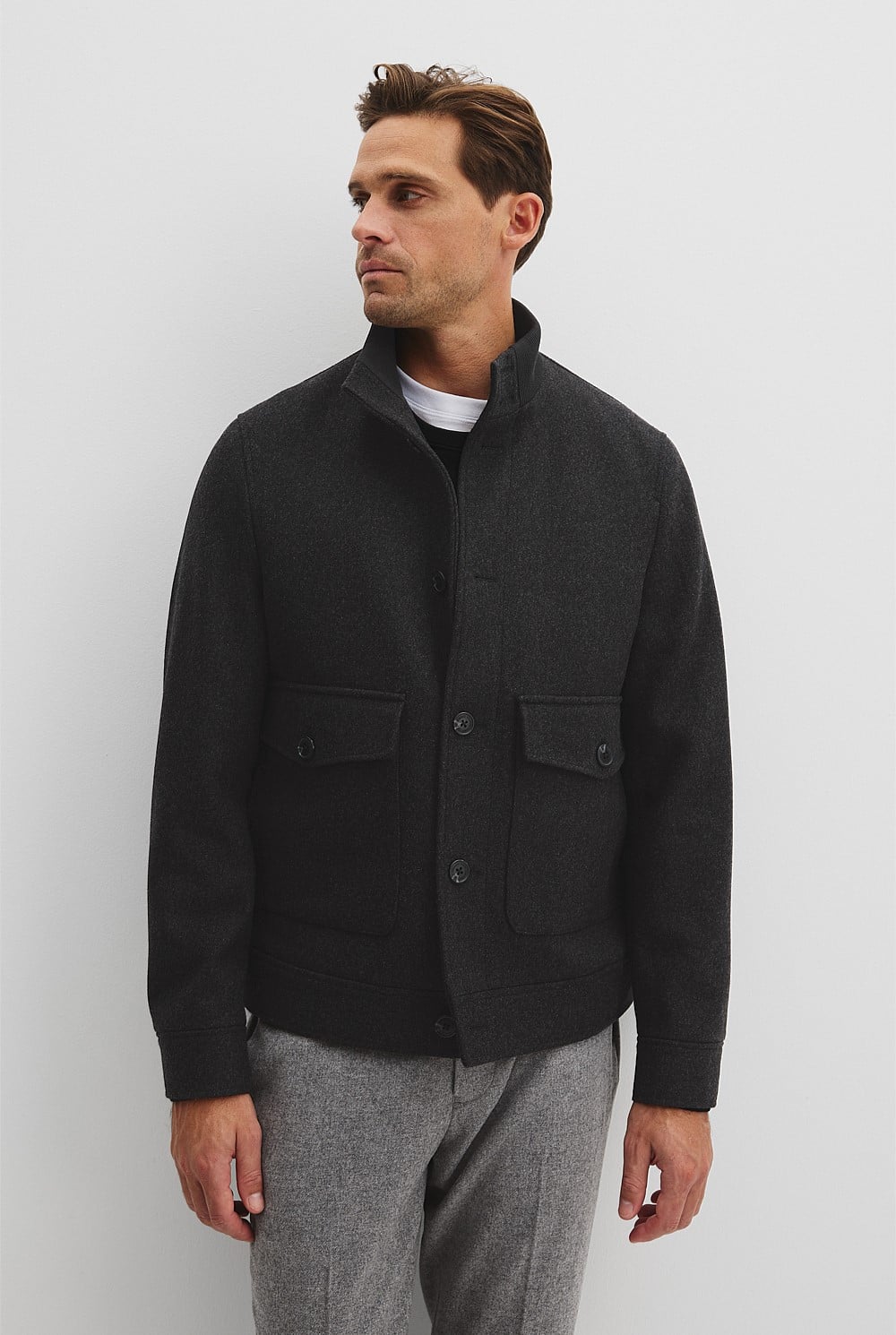 Wool Funnel Neck Jacket