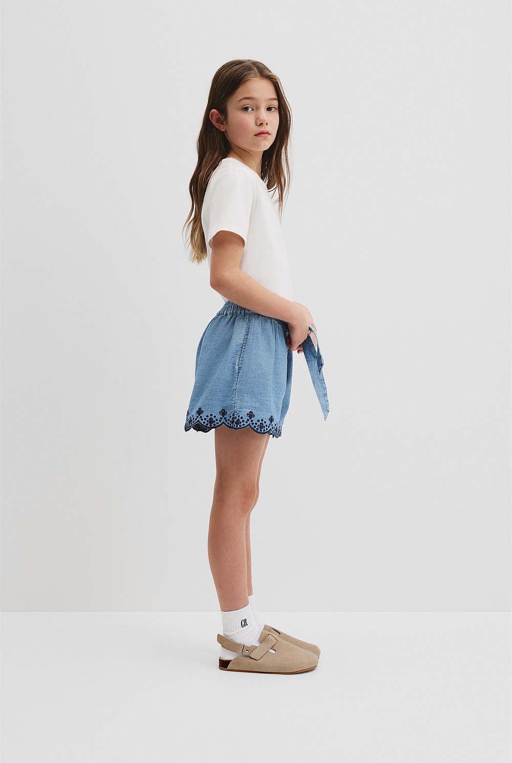 Organically Grown Cotton Denim Broderie Short