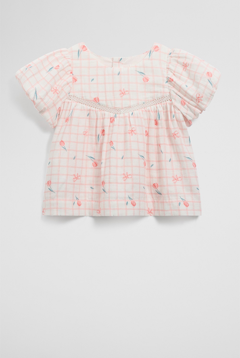 Organically Grown Cotton Blend Puff Sleeve Top