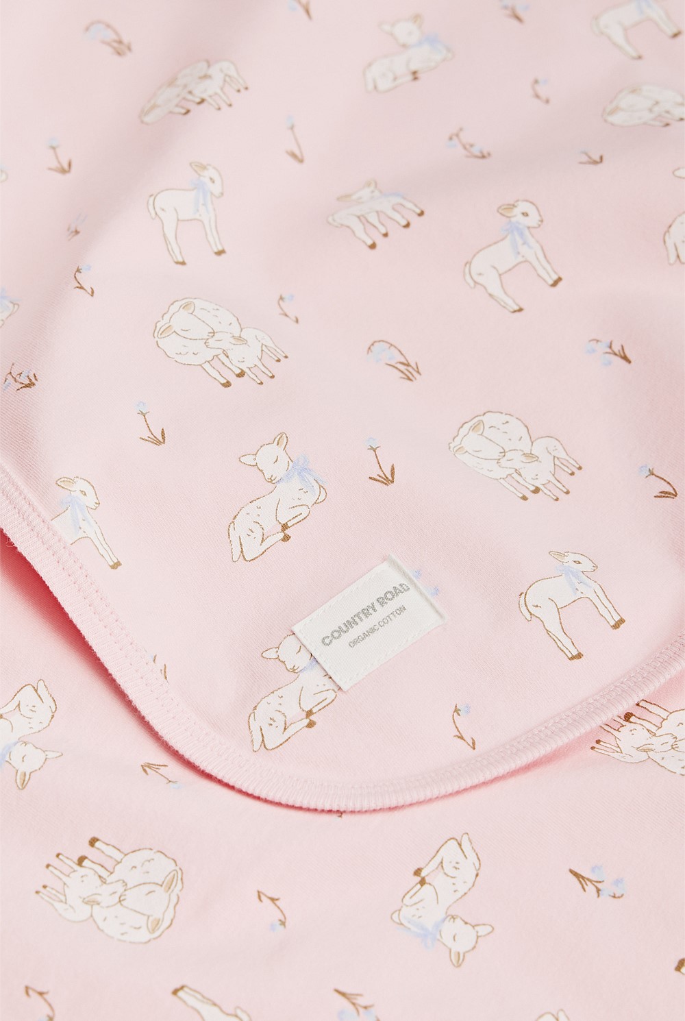 Organically Grown Cotton Lamb Print Blanket