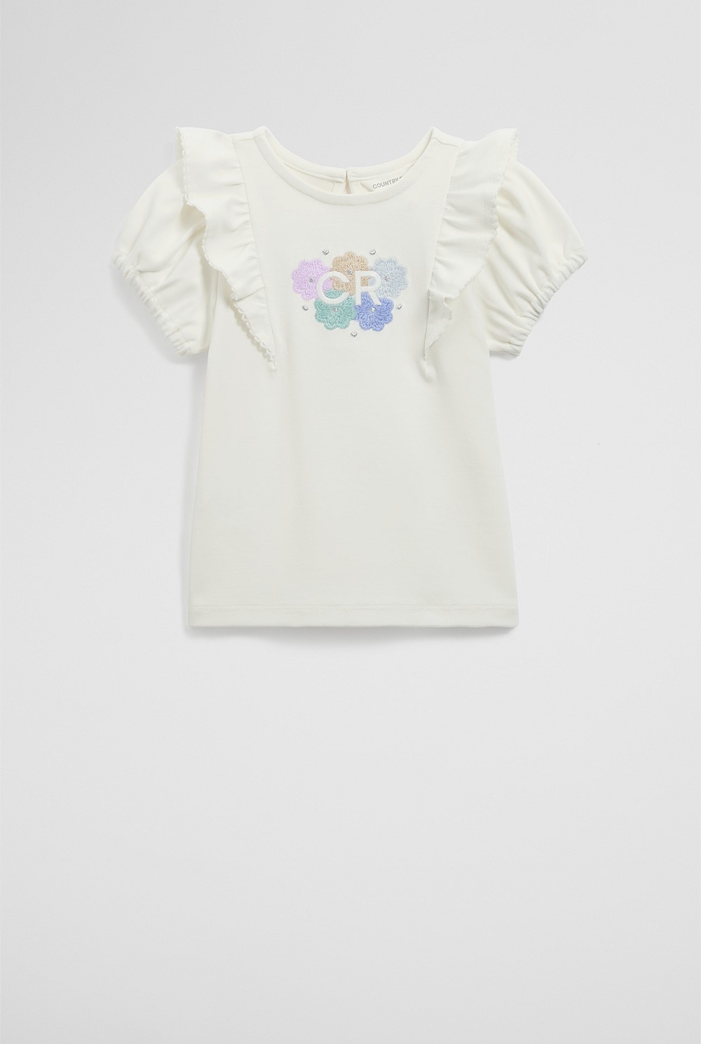 Organically Grown Cotton Frill Sleeve T-Shirt