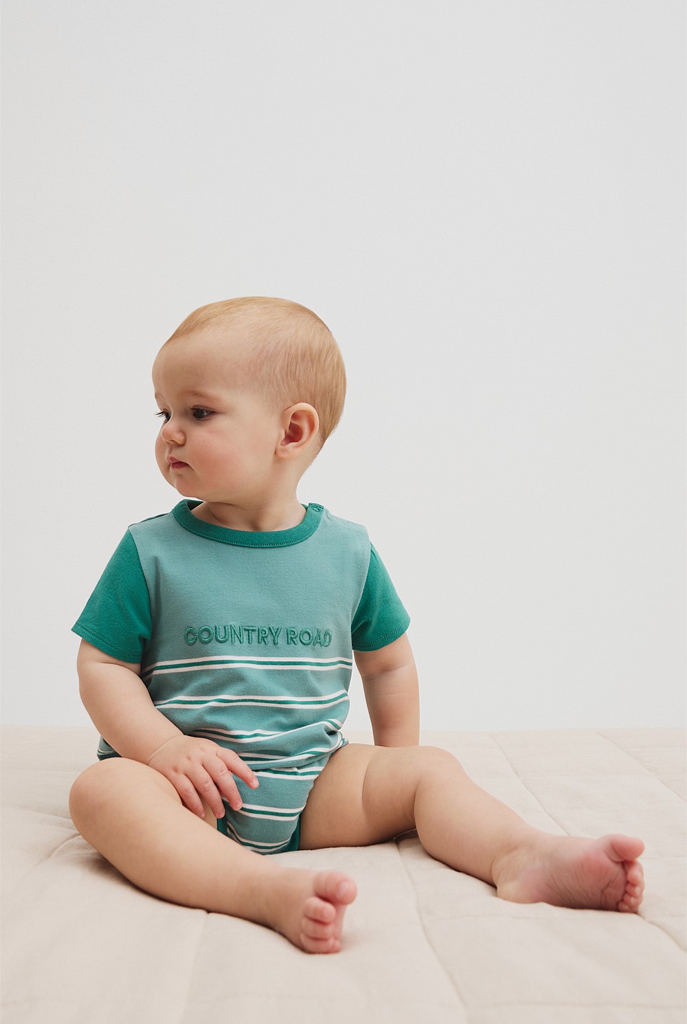 Organically Grown Cotton Stripe Logo T-Shirt Bodysuit