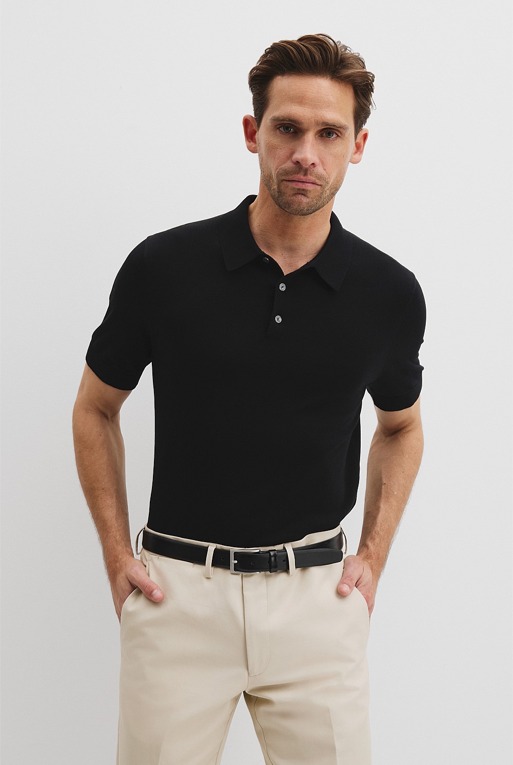 Australian Cotton Blend Silk Button Polo