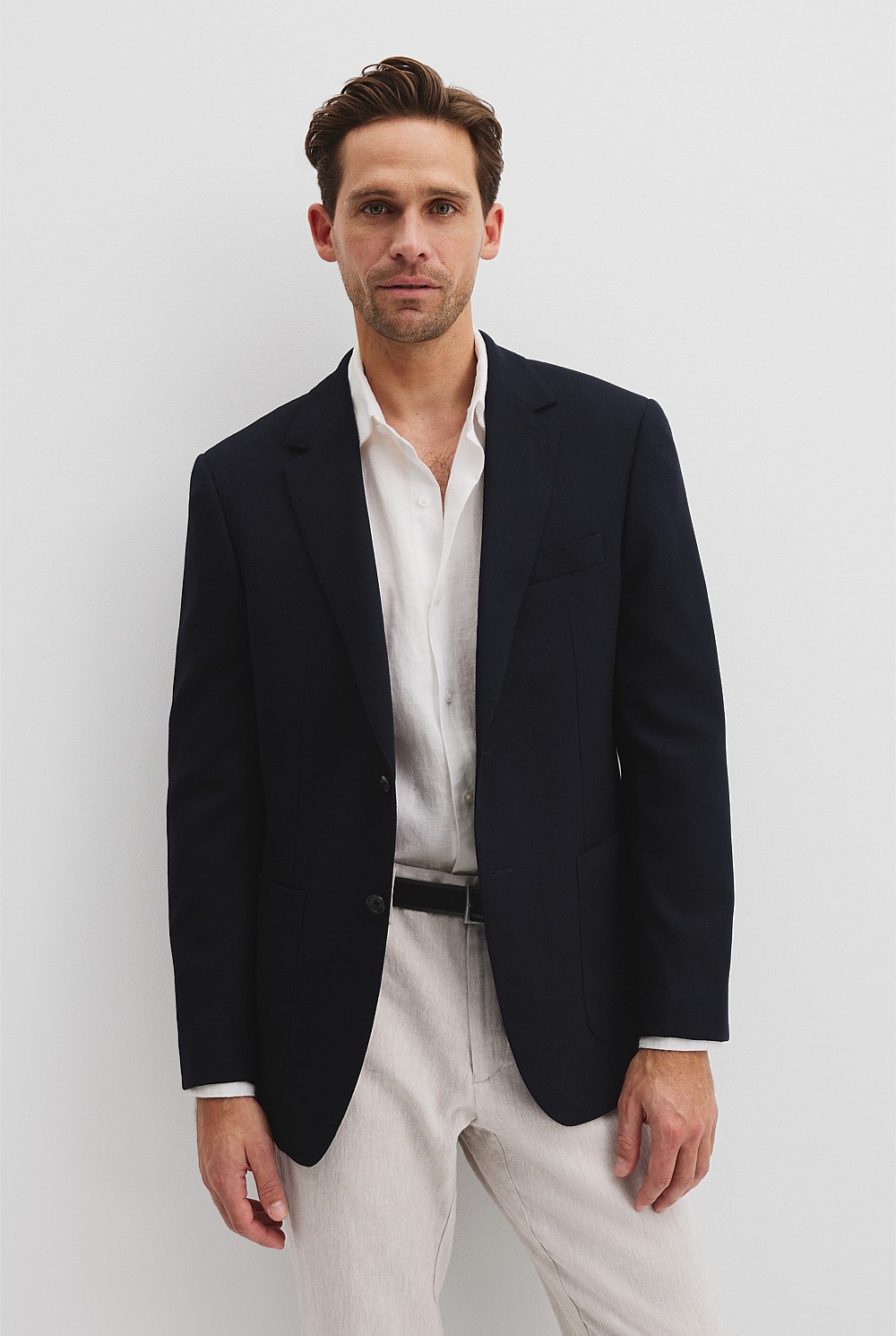 Regular Textured Wool Stretch Blazer