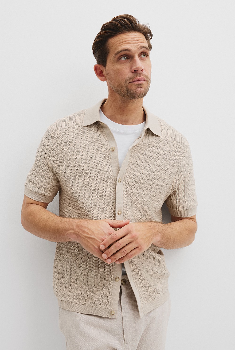 Australian Cotton Short Sleeve Textured Knit Shirt