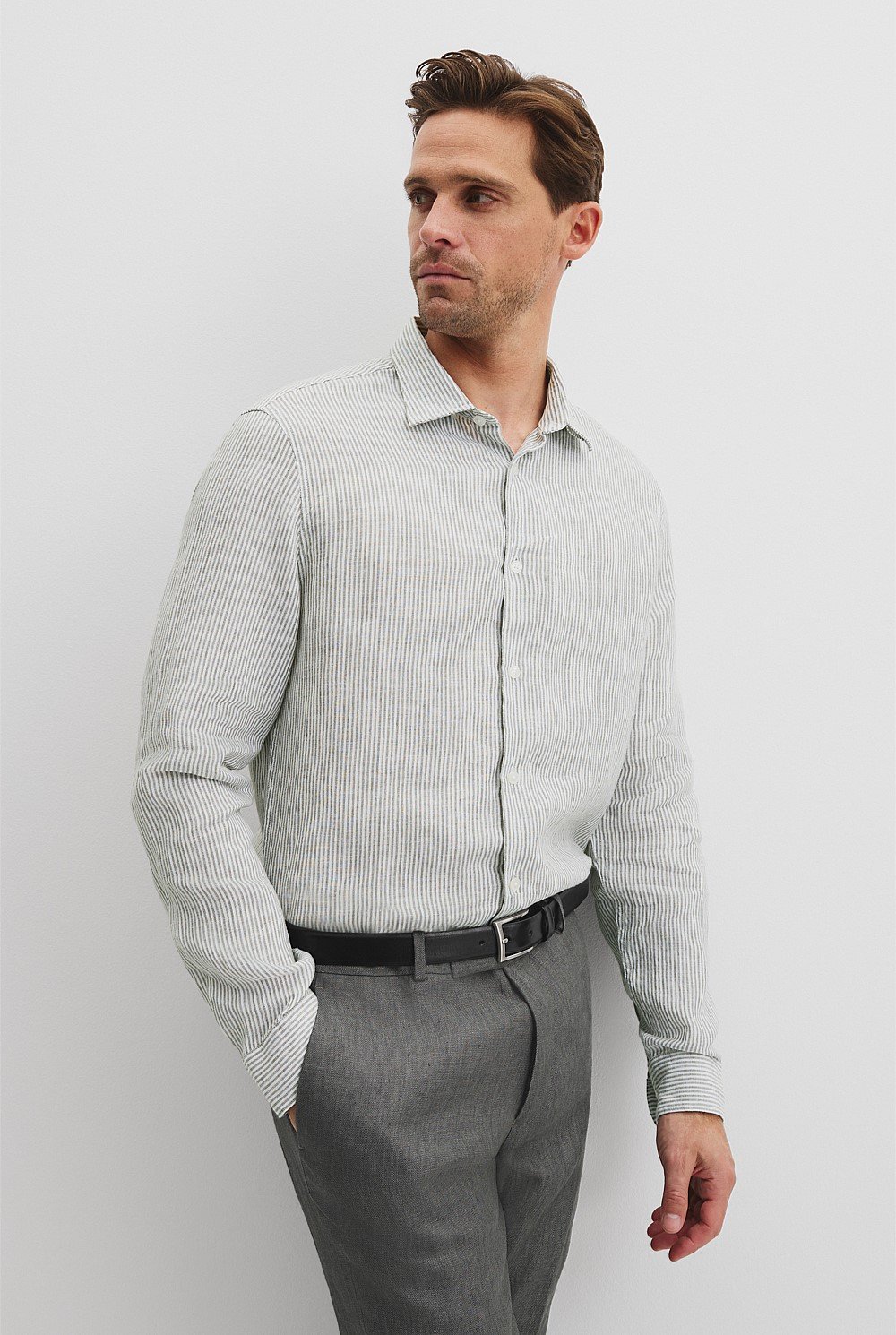 Regular Fit Organically Grown Linen Stripe Shirt
