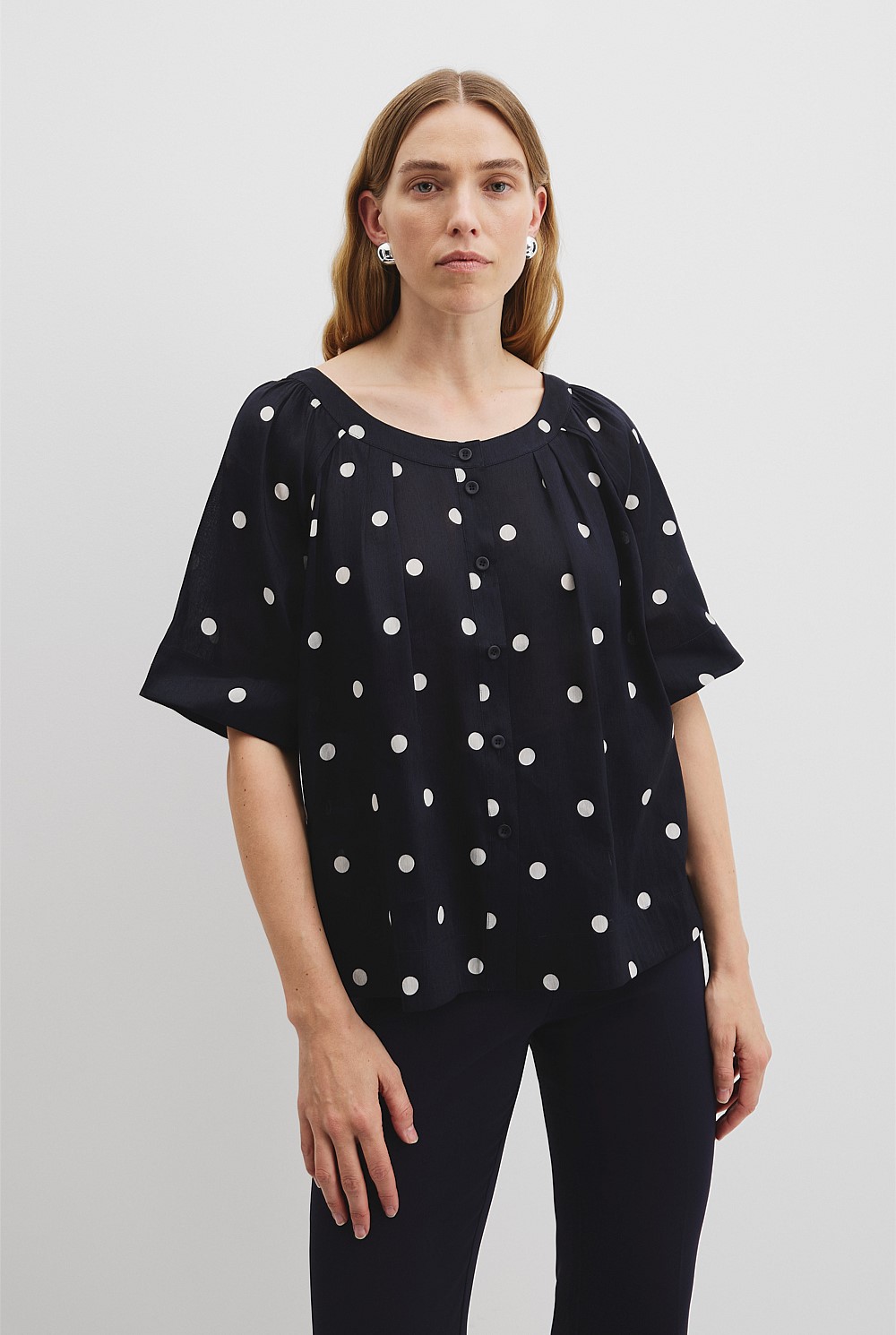 Spot Print Soft Blouse