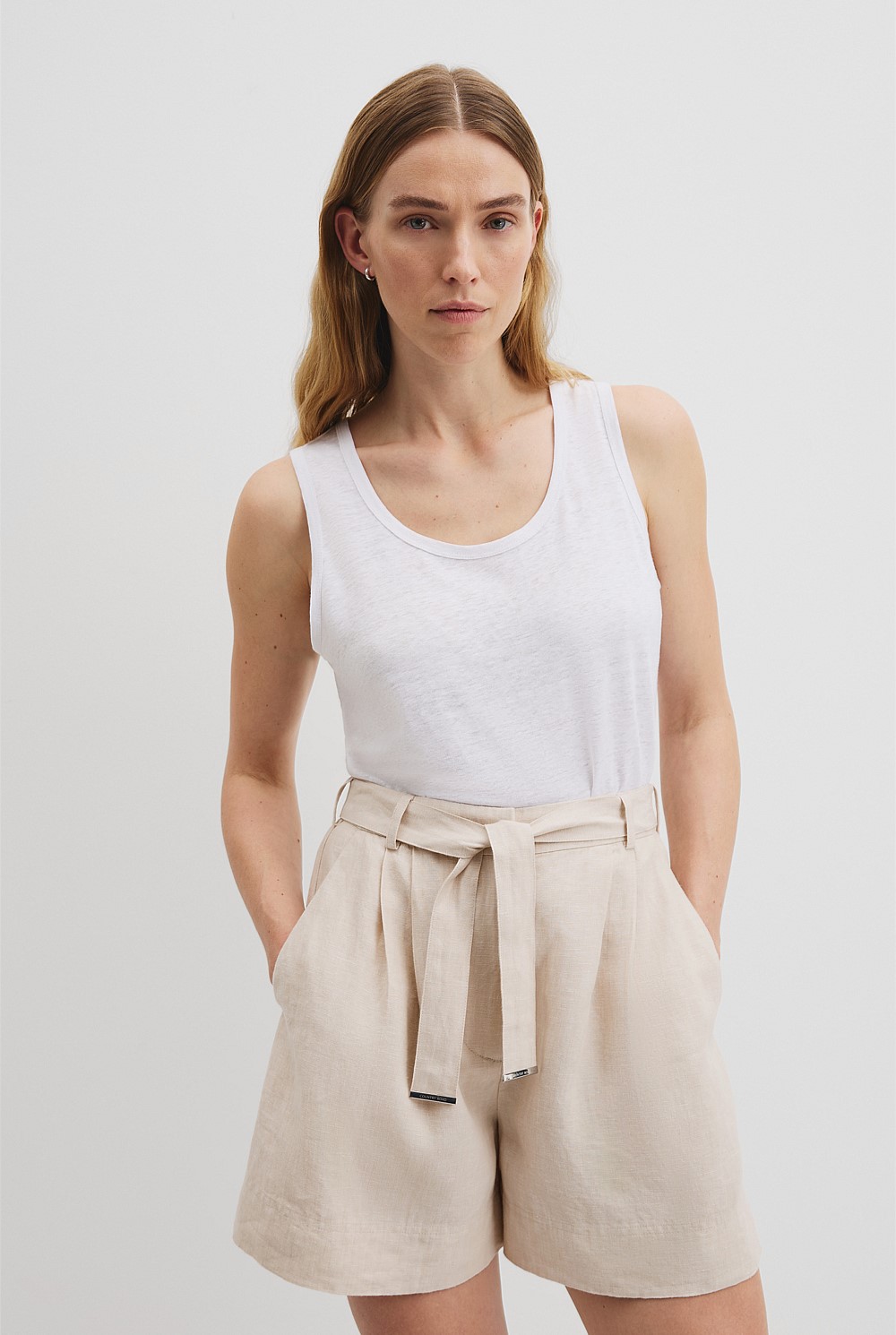 Linen Scoop Neck Tank
