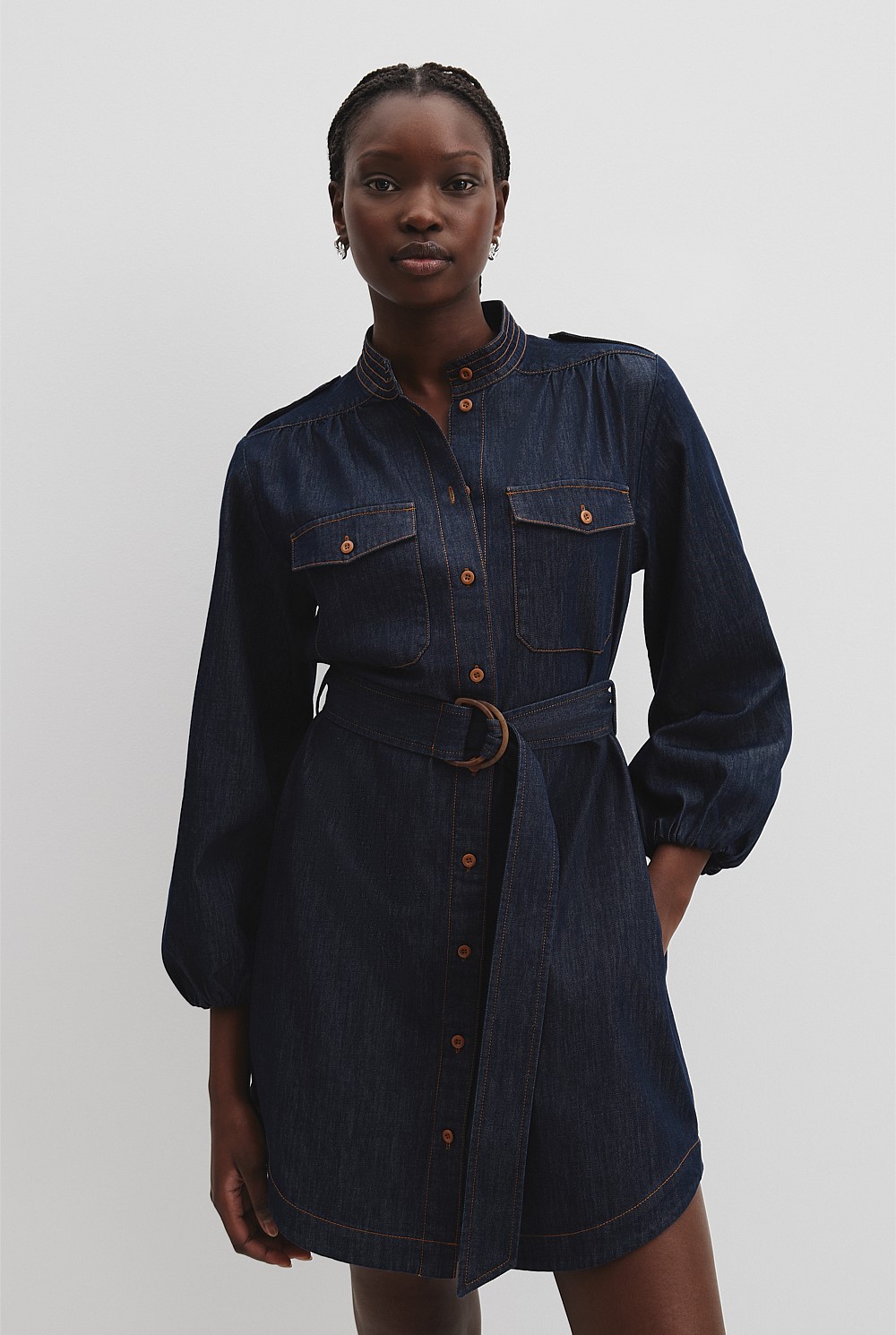 Denim Belted Shirt Dress