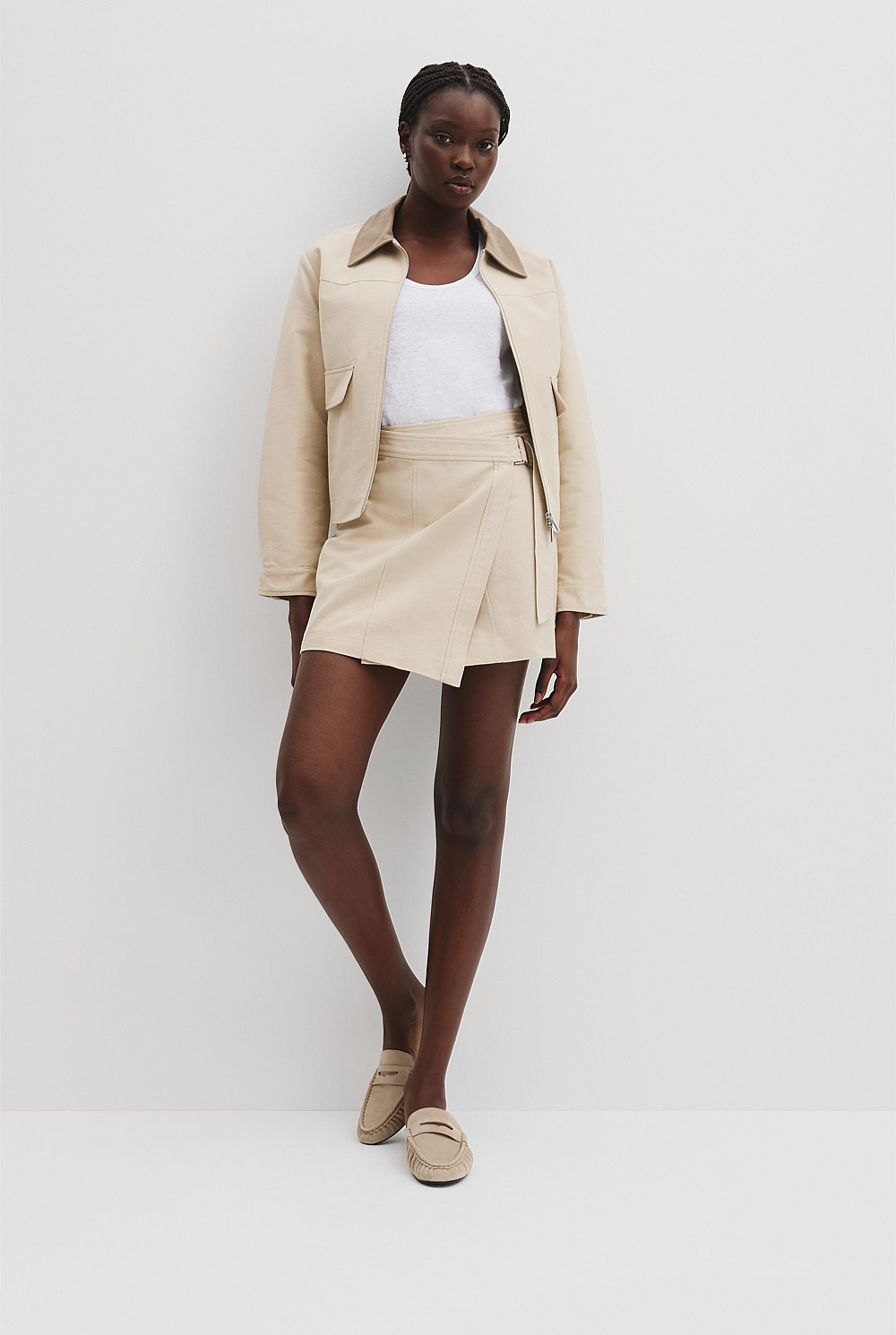 Cotton Wrap Mini Skirt