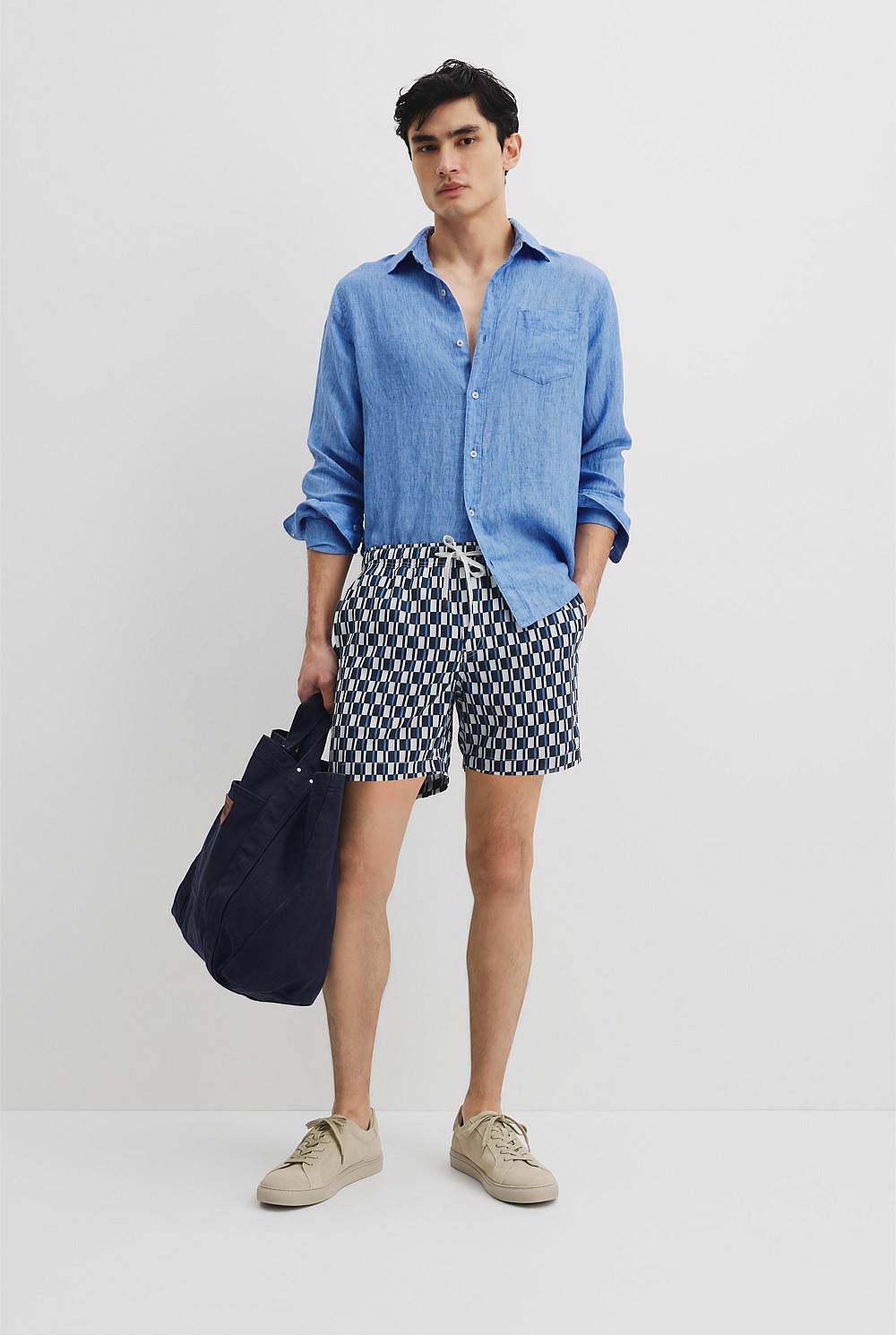 Recycled Polyester Geometric Print Swim Short