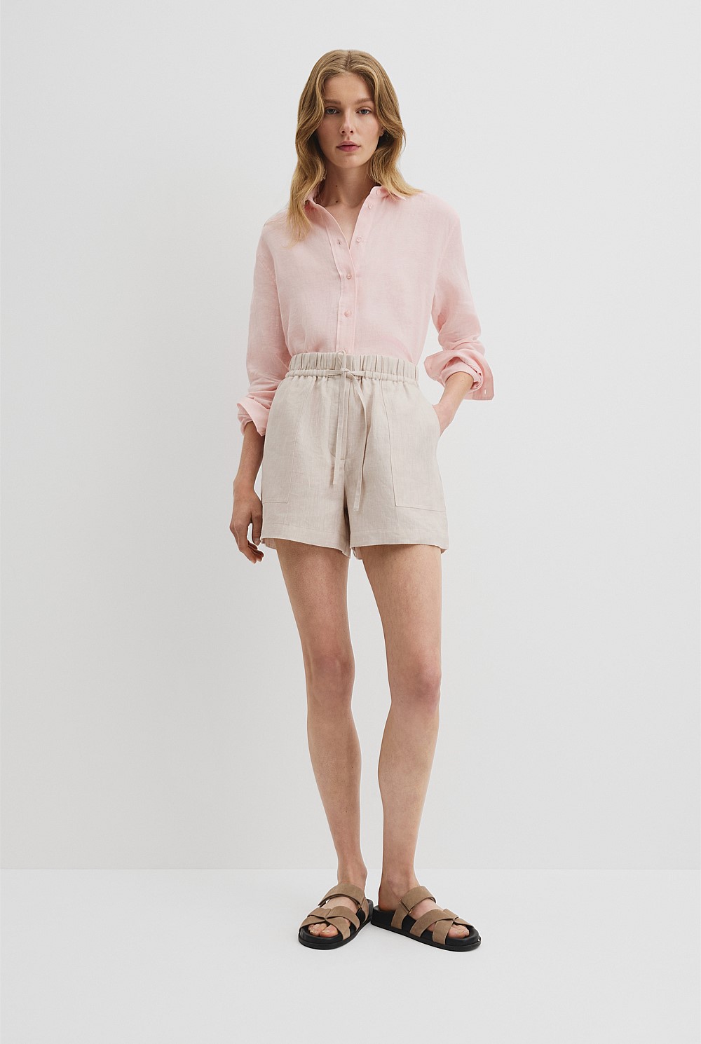 Organically Grown Linen Tie Detail Short