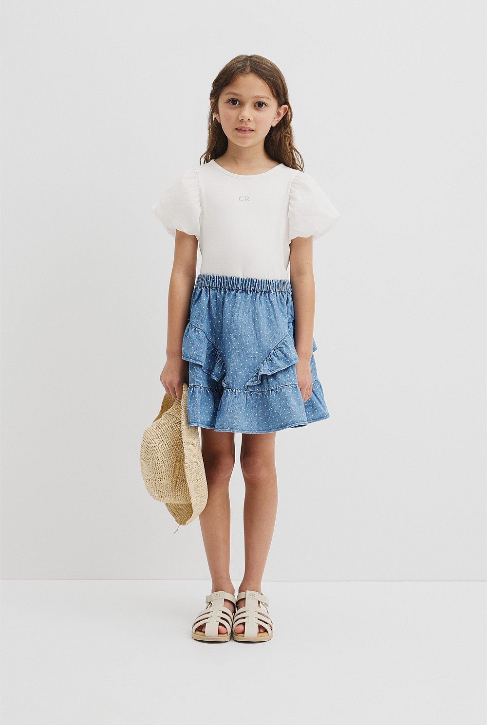 Organically Grown Cotton Frill Detail Mini Skirt