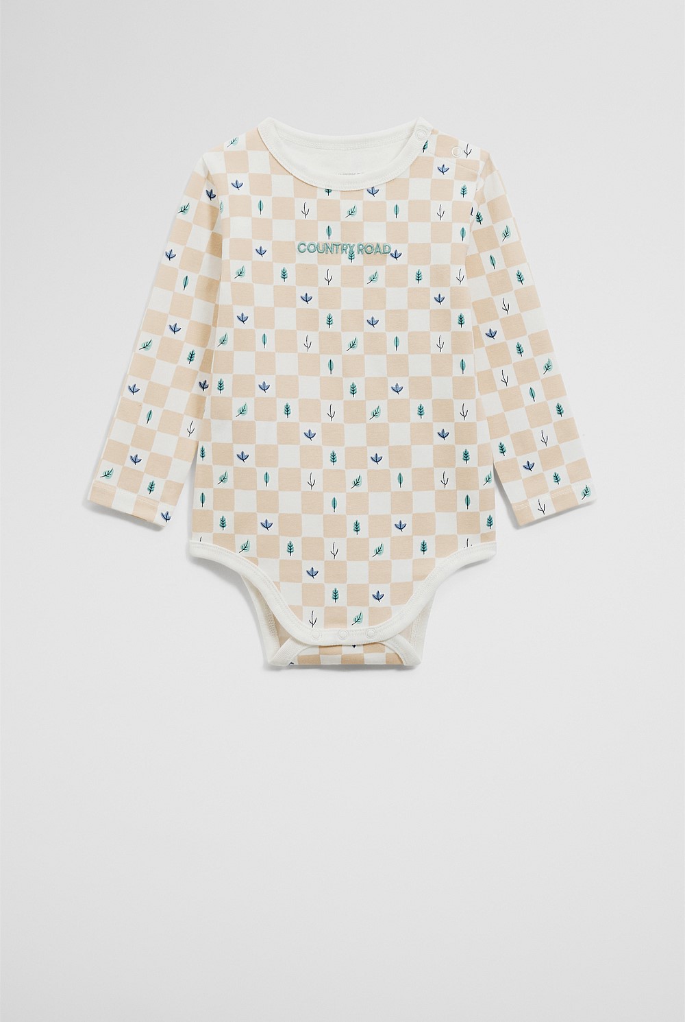 Organically Grown Cotton Long Sleeve Logo Printed Bodysuit