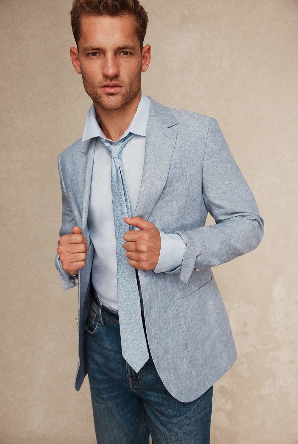 Regular Fit Linen Chambray Jacket