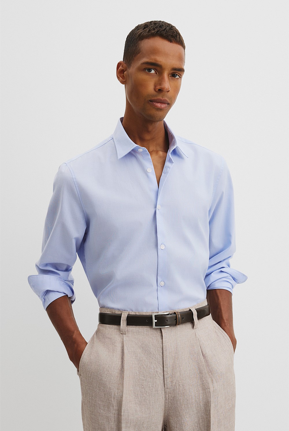 Slim Fit Textured Houndstooth Shirt