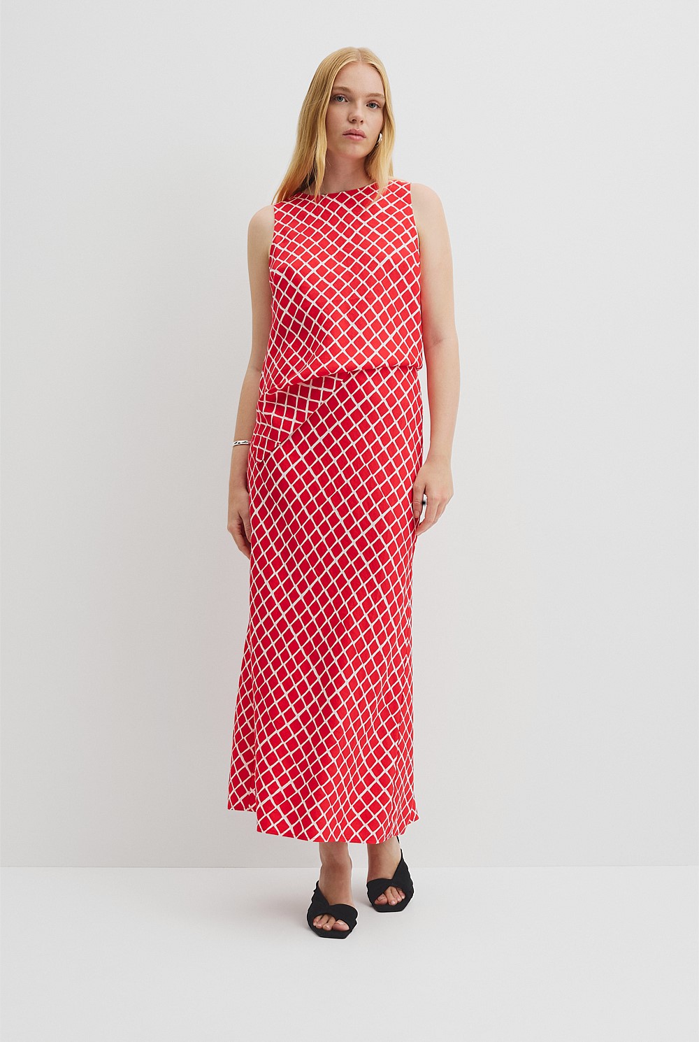 Draped Bias Print Skirt