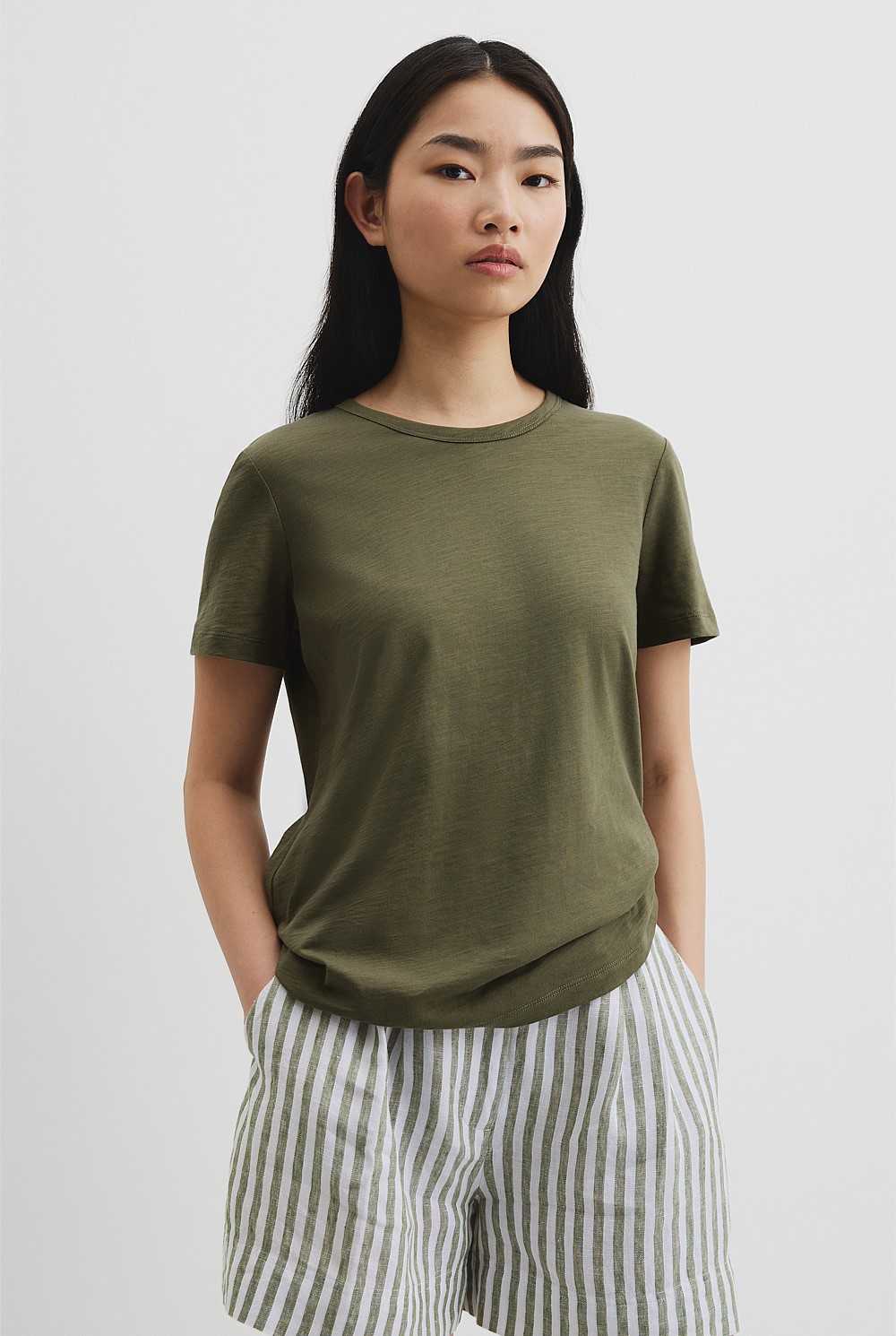 Australian Good Earth Cotton Slub Short Sleeve T-Shirt