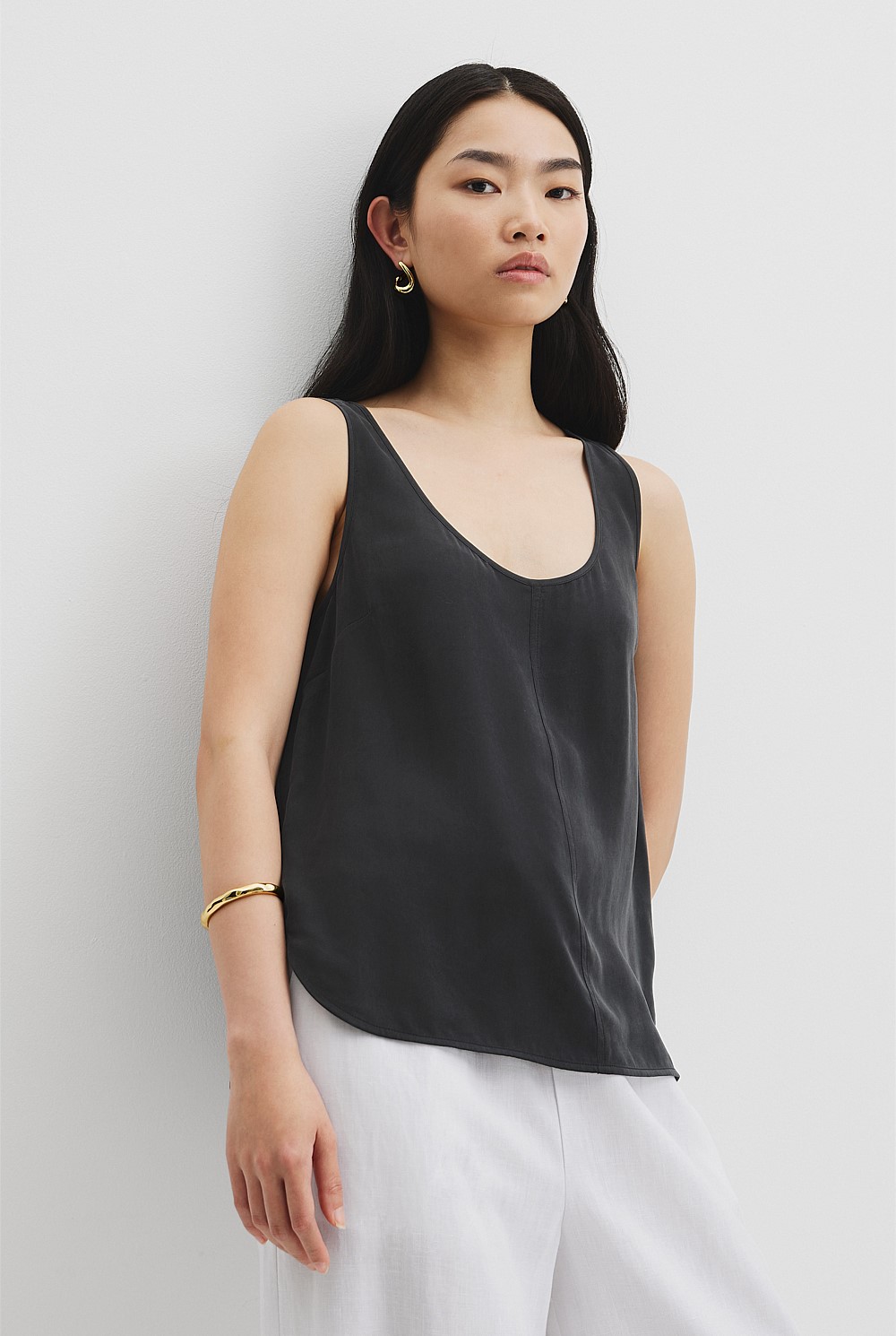 Cupro Scoop Neck Tank