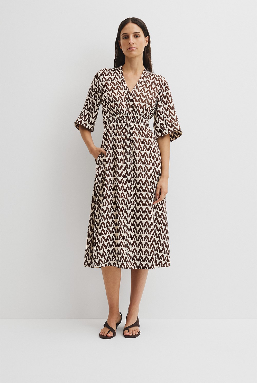 Print Elastic Detail Dress