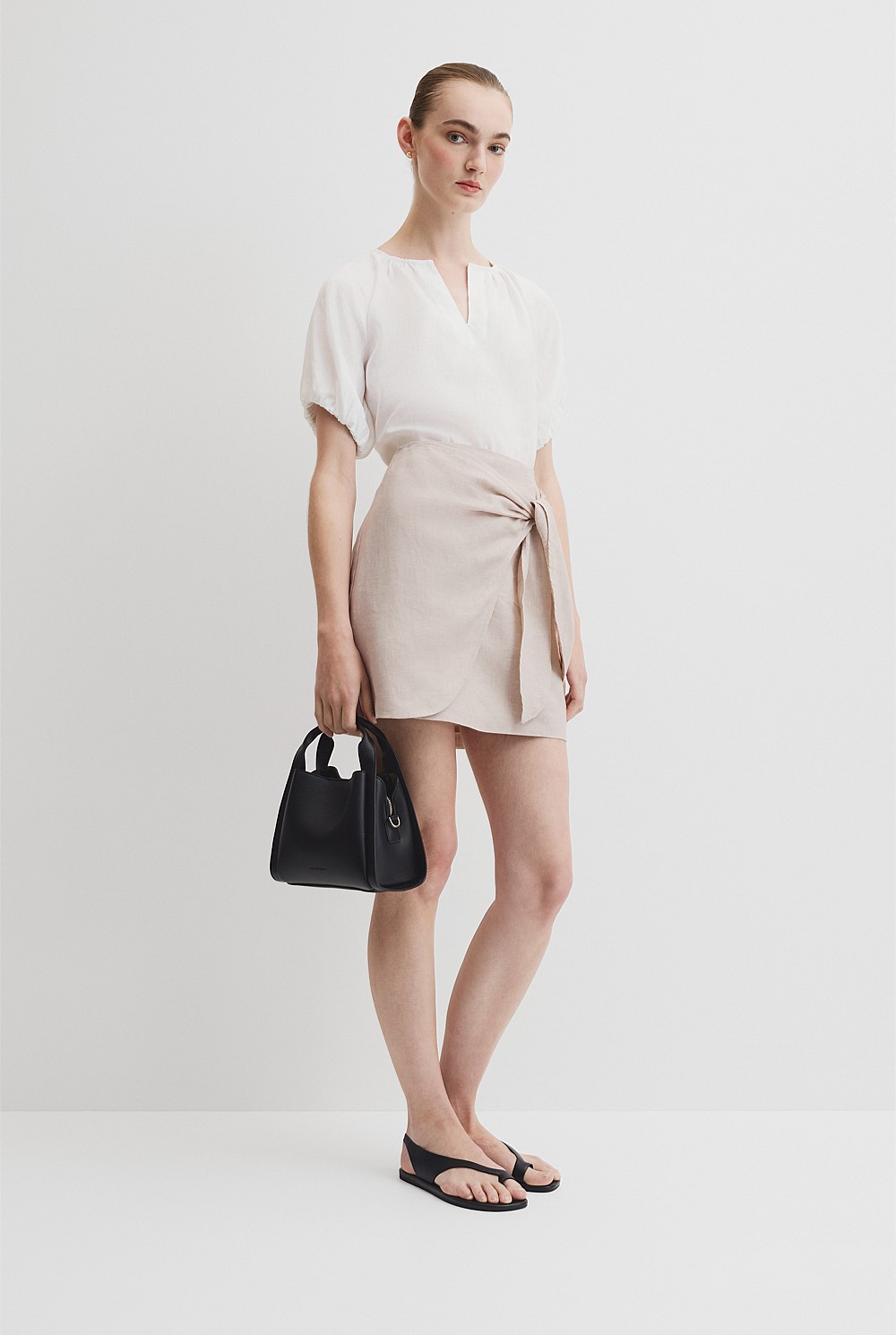 Wrap Mini Linen Skirt