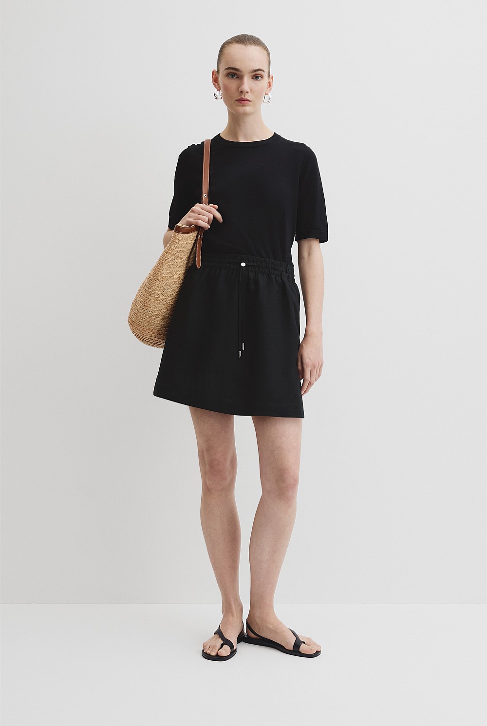 Pull On Linen Skirt