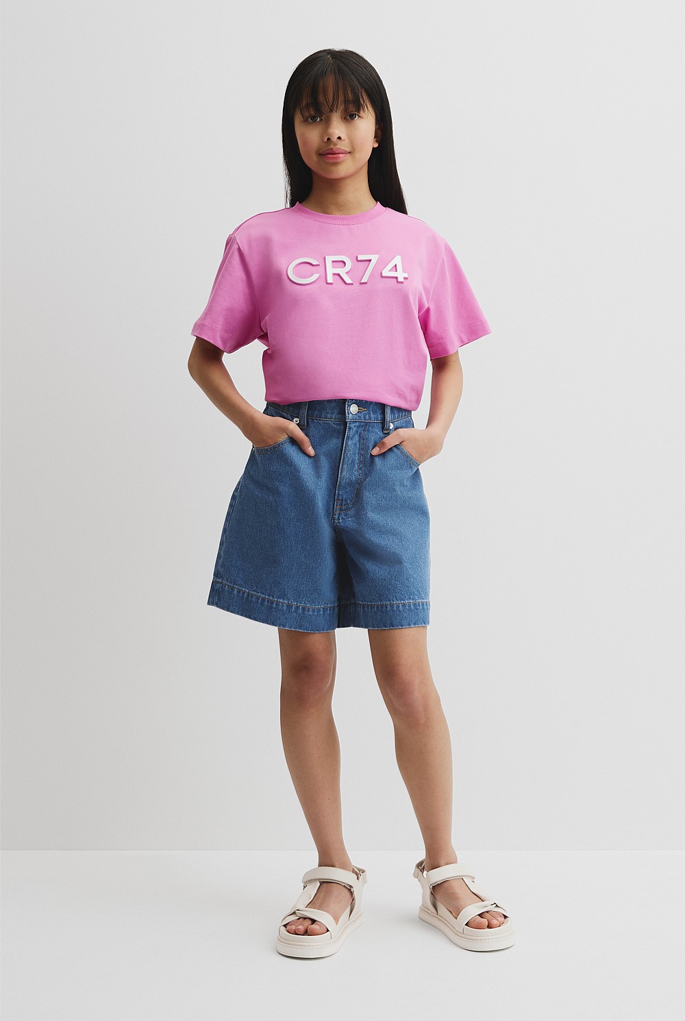 Teen Recycled Cotton Blend Longline Logo T-Shirt