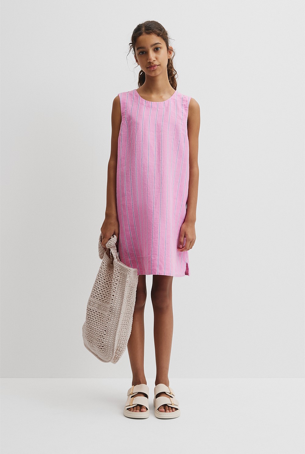 Teen Vertical Stripe Mini Dress