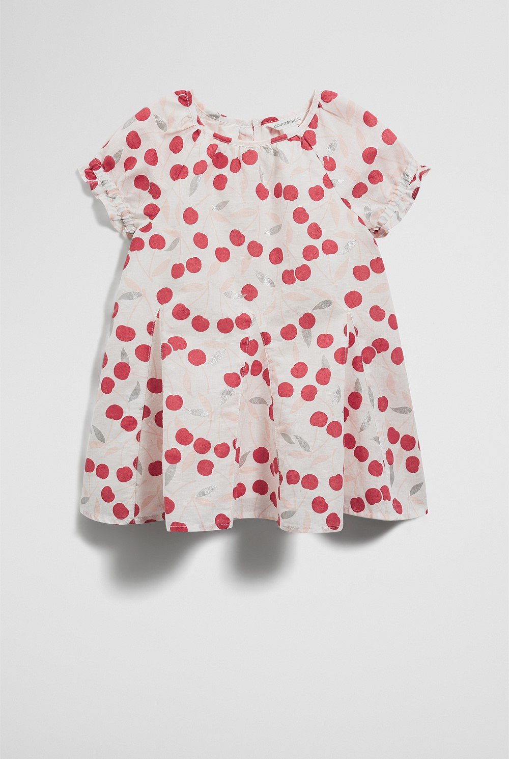 Short Sleeve Cherry Godet Dress
