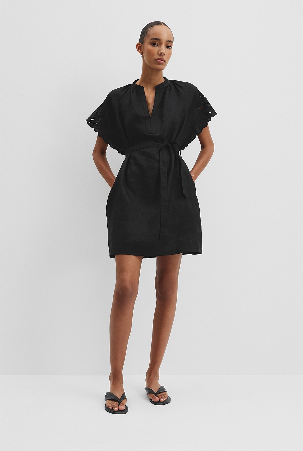 Cutwork Linen Mini Dress