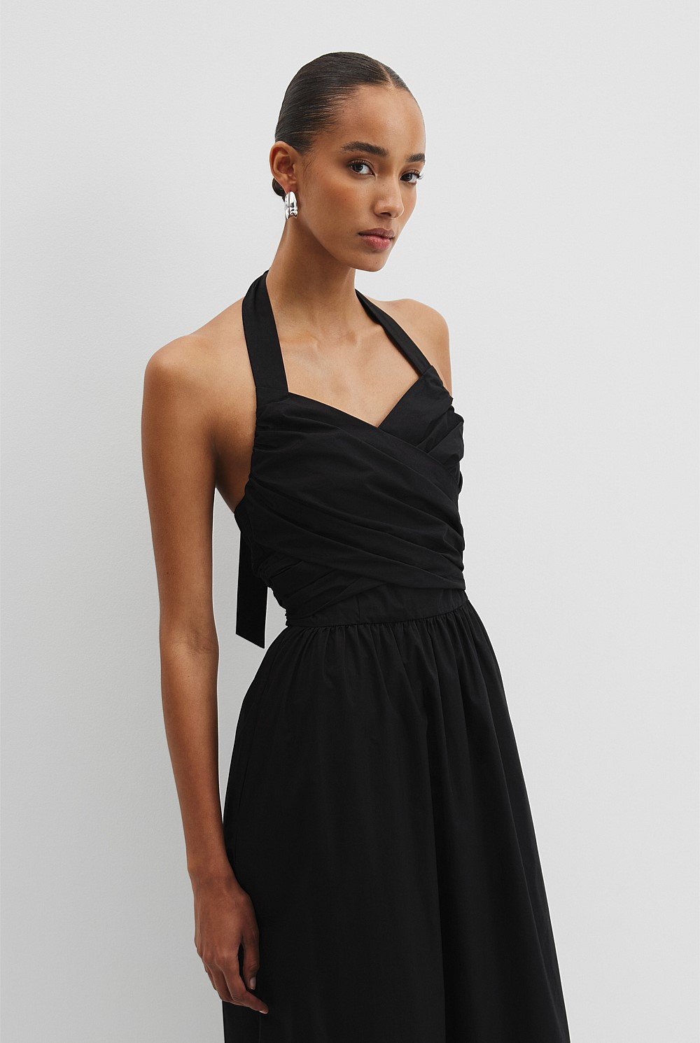 Organically Grown Cotton Halter Detail Midi Dress