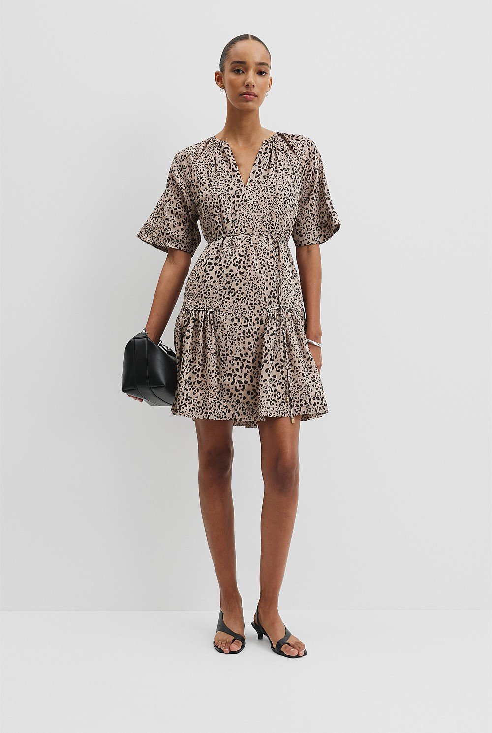 Print Tiered Mini Dress