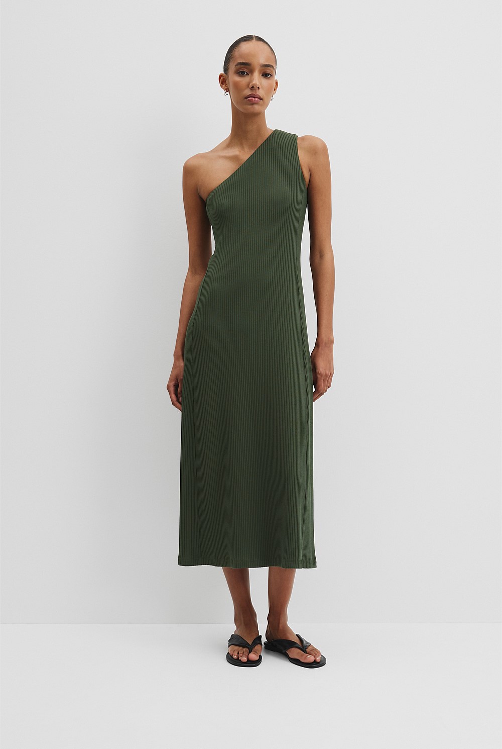 One Shoulder Rib Dress
