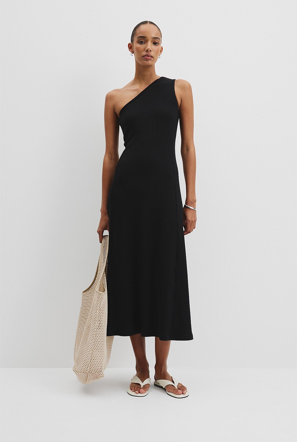 One Shoulder Rib Dress